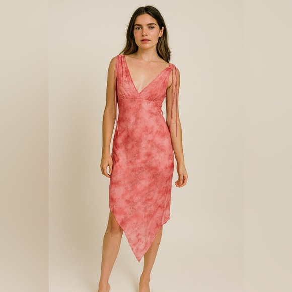 Taboo Dresses & Skirts - VTG 90s Taboo Women Midi Dress Sz M Pink Fairy Babydoll Y2K Handkerchief Glitter